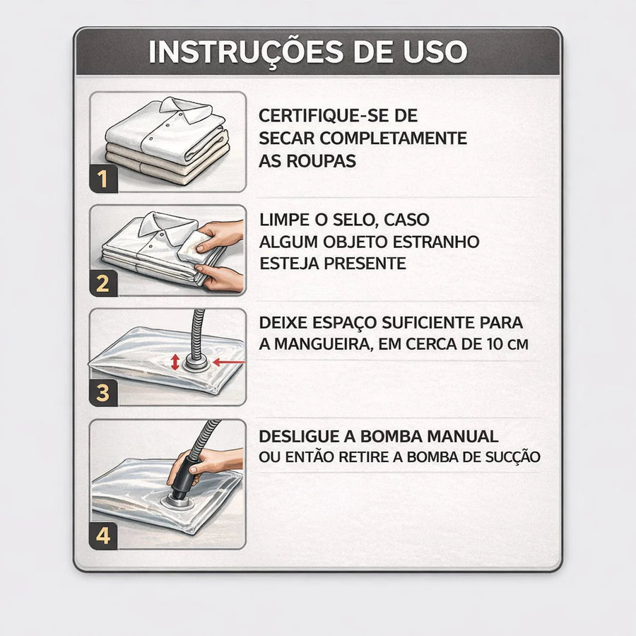 Kit 5 Sacos a Vácuo com Bomba — Conservação Máxima