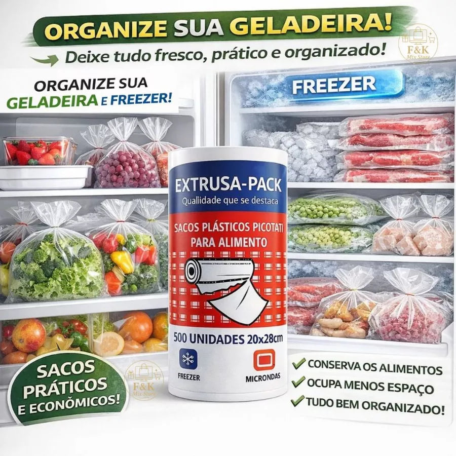 Kit 500 Sacos Plásticos Picotados — Alimentos Frescos