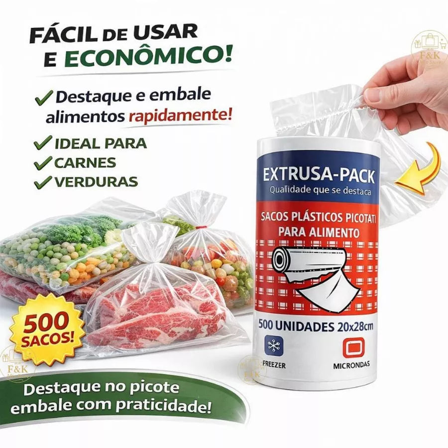 Kit 500 Sacos Plásticos Picotados — Alimentos Frescos