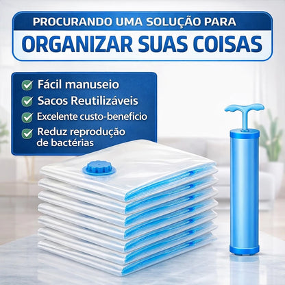 Kit 5 Sacos a Vácuo com Bomba — Conservação Máxima