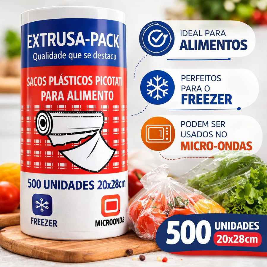 Kit 500 Sacos Plásticos Picotados — Alimentos Frescos
